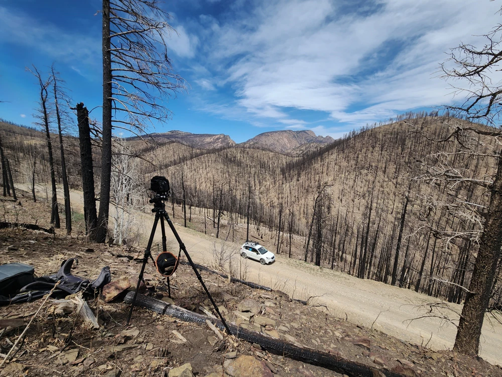 Photographing Hermit Peak and wildfire devastation