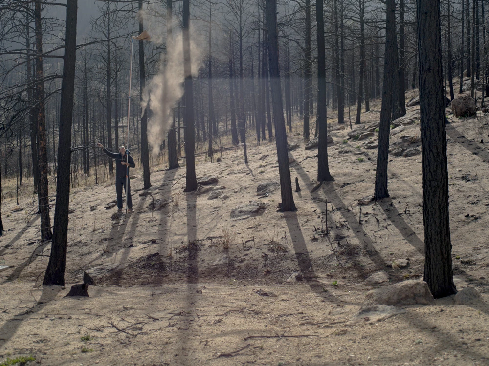 Making a dust cloud in the Santa Fe National Forest