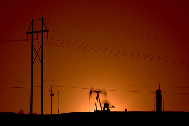 Pumpjack at night